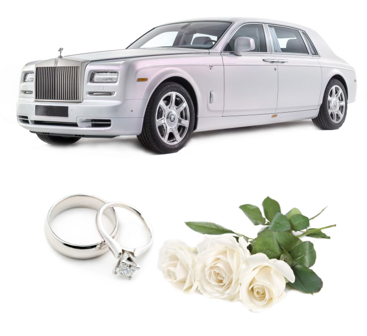 Rolls Royce Phantom White Wedding Car